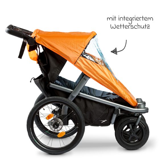 TFK Velo 2 rimorchio per bicicletta e passeggino per 2 bambini (fino a 44 kg) + timone - nero