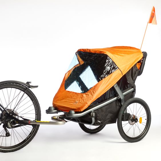 TFK Fahrradanhänger und Kinderwagen Velo 2 für 2 Kinder (bis 44 kg) + Deichsel - Schwarz