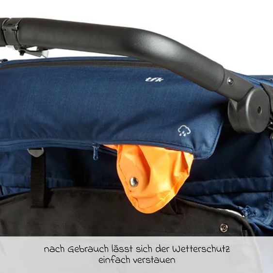 TFK Fahrradanhänger und Kinderwagen Velo 2 für 2 Kinder (bis 44 kg) + Deichsel - Schwarz