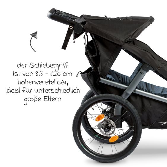 TFK Fahrradanhänger und Kinderwagen Velo 2 für 2 Kinder (bis 44 kg) + Deichsel - Schwarz