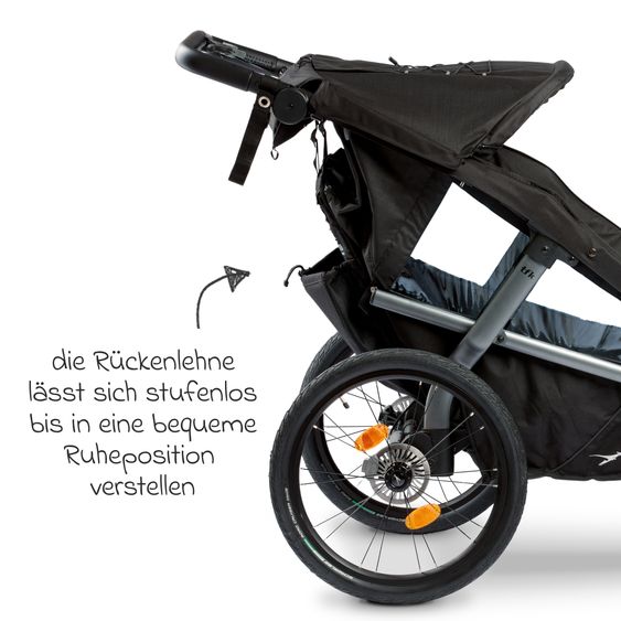 TFK Velo 2 rimorchio per bicicletta e passeggino per 2 bambini (fino a 44 kg) + timone - nero