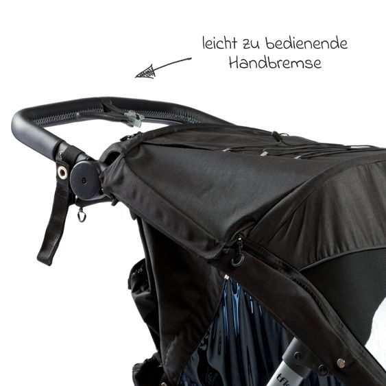 TFK Velo 2 rimorchio per bicicletta e passeggino per 2 bambini (fino a 44 kg) + timone - nero