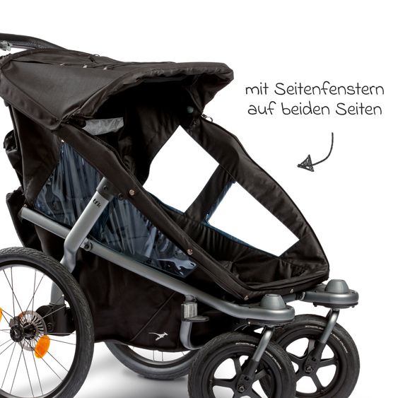 TFK Velo 2 rimorchio per bicicletta e passeggino per 2 bambini (fino a 44 kg) + timone - nero