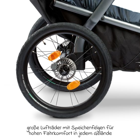 TFK Velo 2 rimorchio per bicicletta e passeggino per 2 bambini (fino a 44 kg) + timone - nero