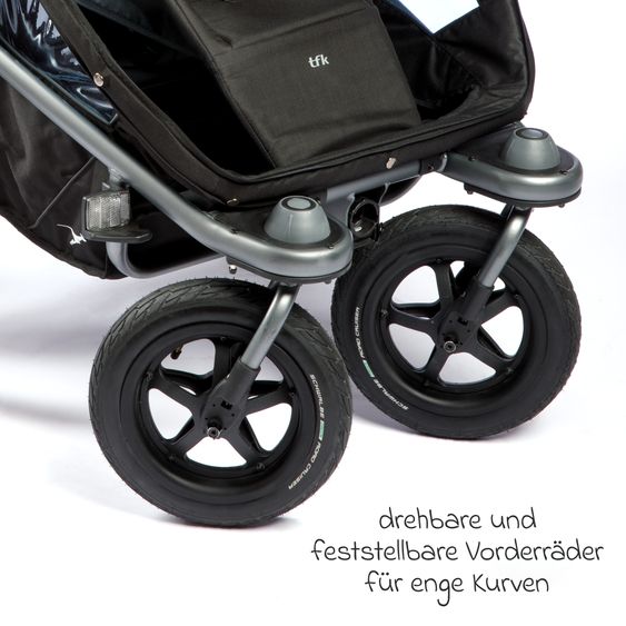 TFK Velo 2 rimorchio per bicicletta e passeggino per 2 bambini (fino a 44 kg) + timone - nero