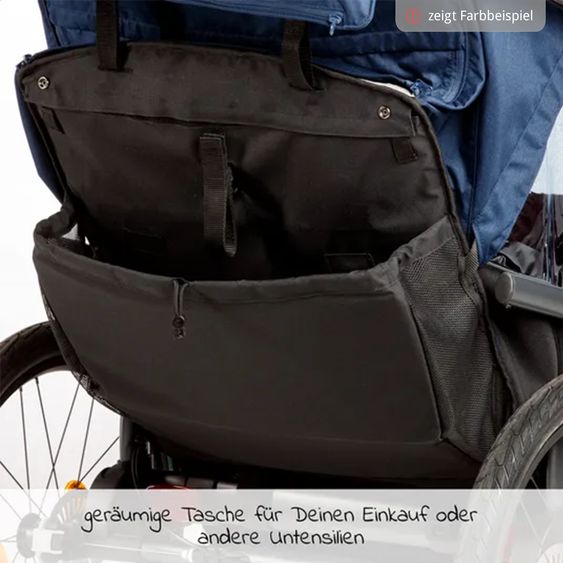 TFK Velo 2 rimorchio per bicicletta e passeggino per 2 bambini (fino a 44 kg) + timone - nero