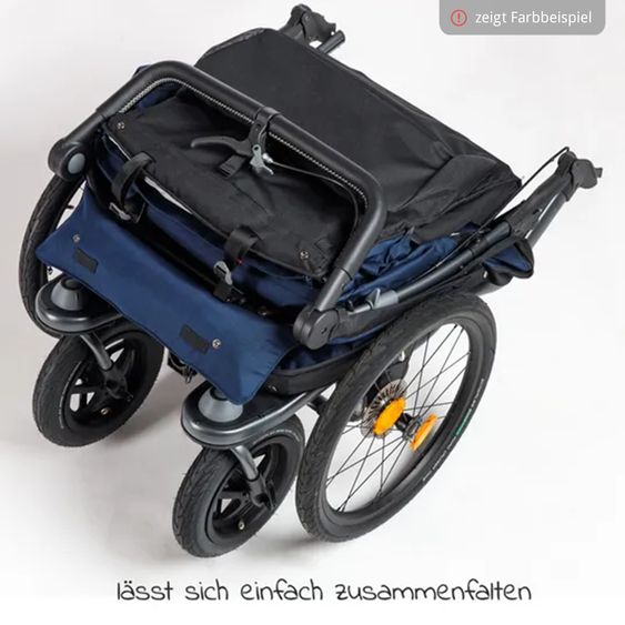 TFK Fahrradanhänger und Kinderwagen Velo 2 für 2 Kinder (bis 44 kg) + Deichsel - Schwarz