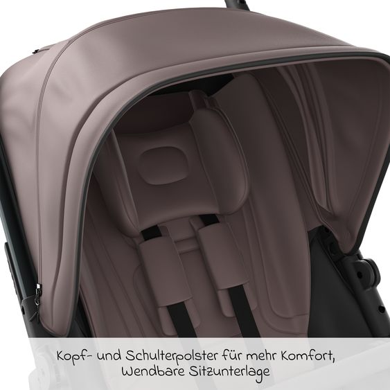 TFK Geschwister- & Zwillingskinderwagen Duo mit Luftreifen - 2x Kombi-Einheit (Wanne+Sitz) mit Liegeposition & XXL Zamboo Zubehör - Braun