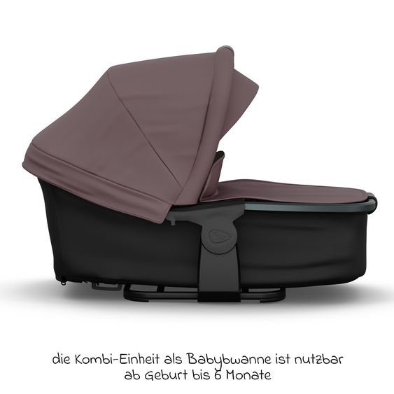 TFK Geschwister- & Zwillingskinderwagen Duo mit Luftreifen - 2x Kombi-Einheit (Wanne+Sitz) mit Liegeposition & XXL Zamboo Zubehör - Braun