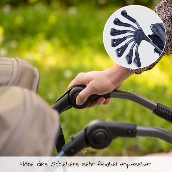 TFK Geschwister- & Zwillingskinderwagen Duo mit Luftreifen - 2x Kombi-Einheit (Wanne+Sitz) + XXL Zamboo Zubehör - Braun