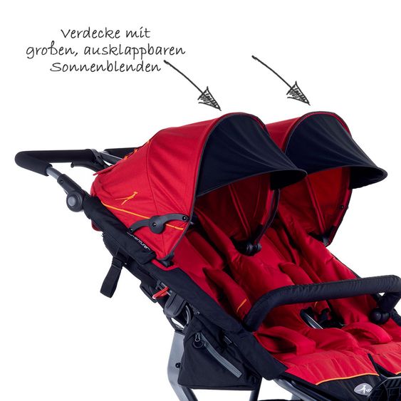 TFK Geschwister- & Zwillingskinderwagen Twin Adventure 2 - Tango Red