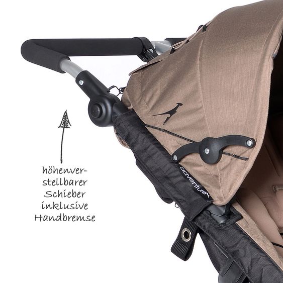 TFK Geschwister- & Zwillingskinderwagen Twin Adventure - Fossil