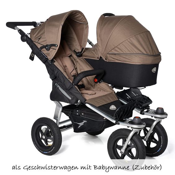 TFK Geschwister- & Zwillingskinderwagen Twin Adventure - Fossil