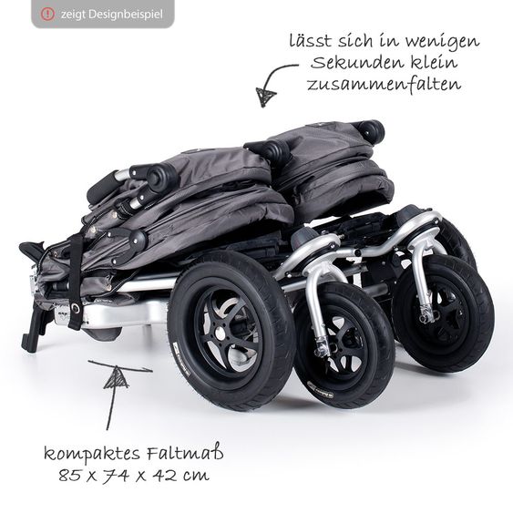TFK Geschwister- & Zwillingskinderwagen Twin Adventure - Fossil