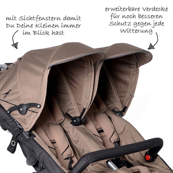 TFK Geschwister- & Zwillingskinderwagen Twin Adventure - Fossil