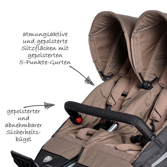TFK Geschwister- & Zwillingskinderwagen Twin Adventure - Fossil