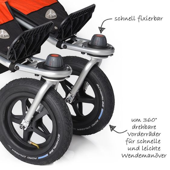 TFK Geschwister- & Zwillingskinderwagen Twin Adventure - Orange.com