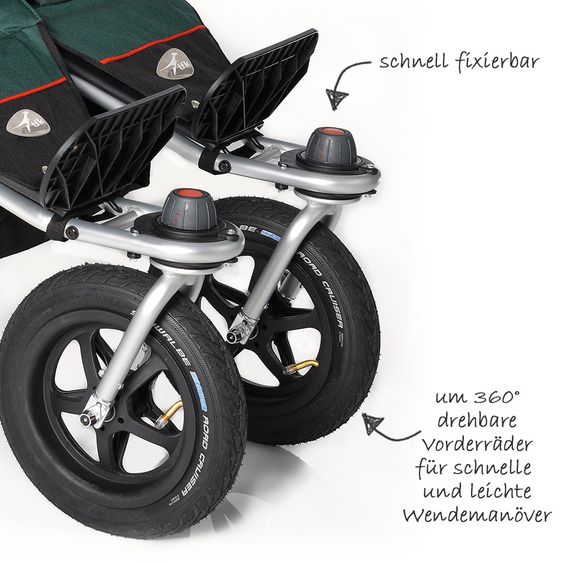 TFK Geschwister- & Zwillingskinderwagen Twin Adventure - Pine Grove