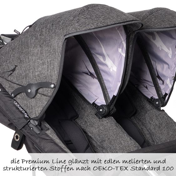 TFK Geschwister- & Zwillingskinderwagen Twin Adventure Premium - Anthrazit