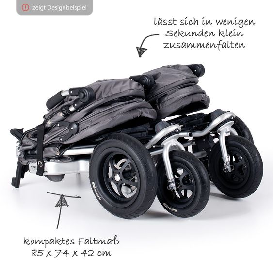 TFK Geschwister- & Zwillingskinderwagen Twin Adventure Premium - Anthrazit