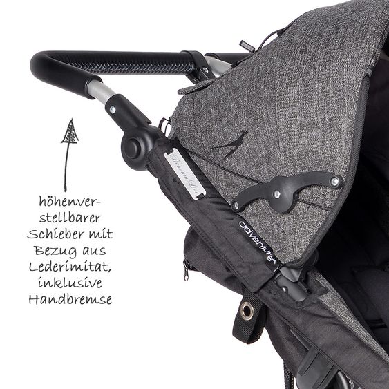 TFK Geschwister- & Zwillingskinderwagen Twin Adventure Premium - Anthrazit