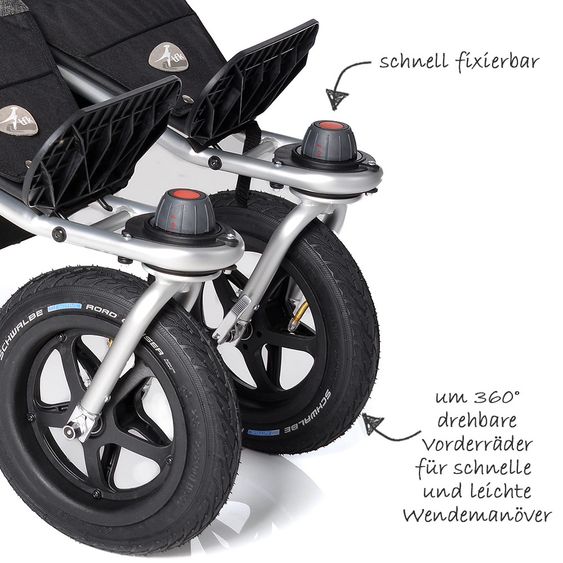 TFK Geschwister- & Zwillingskinderwagen Twin Adventure Premium - Anthrazit