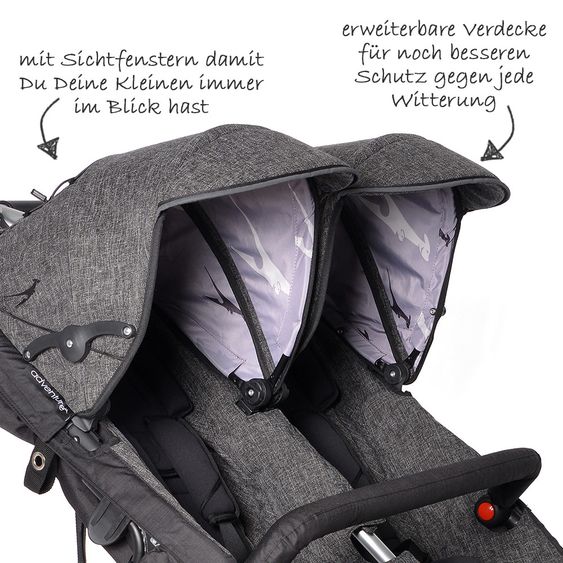 TFK Geschwister- & Zwillingskinderwagen Twin Adventure Premium - Anthrazit