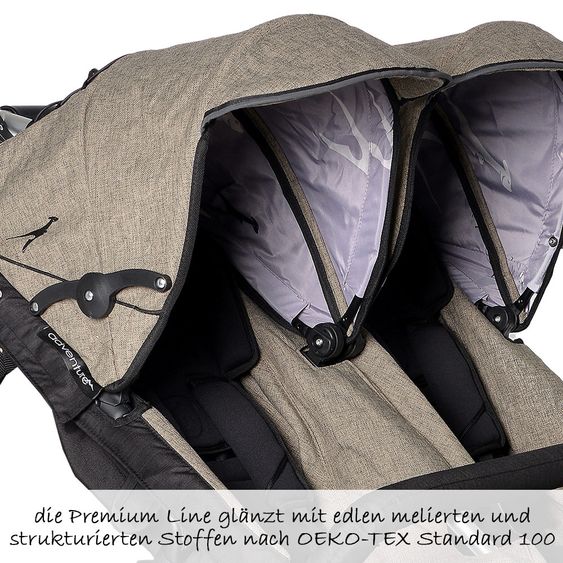 TFK Geschwister- & Zwillingskinderwagen Twin Adventure Premium - Schlamm
