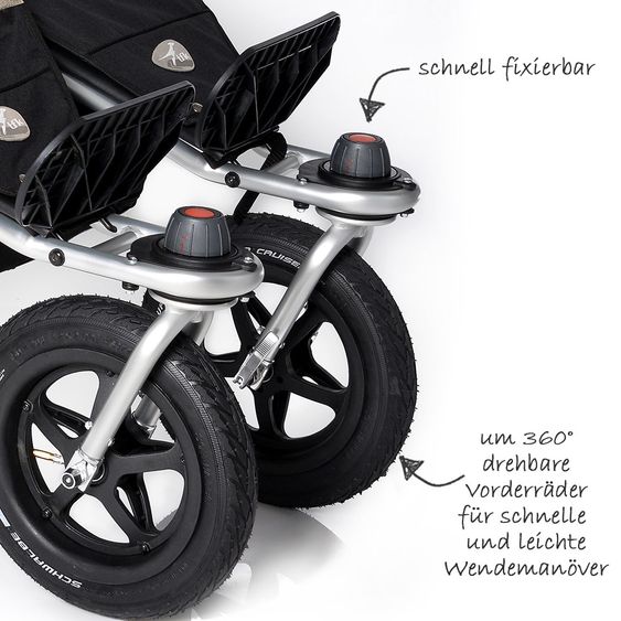 TFK Geschwister- & Zwillingskinderwagen Twin Adventure Premium - Schlamm