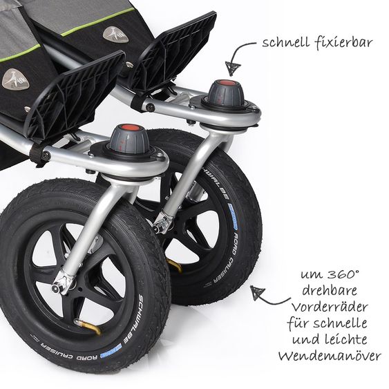 TFK Geschwister- & Zwillingskinderwagen Twin Adventure - Quiet Shade