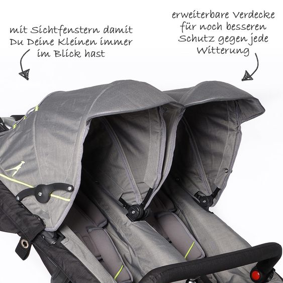 TFK Geschwister- & Zwillingskinderwagen Twin Adventure - Quiet Shade