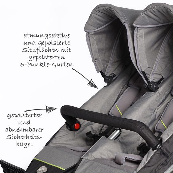 TFK Geschwister- & Zwillingskinderwagen Twin Adventure - Quiet Shade