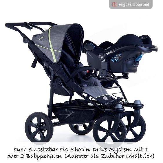 TFK Geschwister- & Zwillingskinderwagen Twin Trail 2 - Fossil