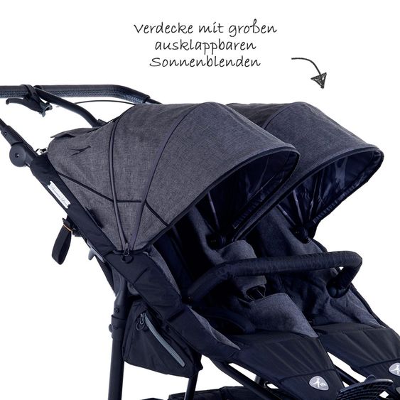 TFK Geschwister- & Zwillingskinderwagen Twin Trail 2 Premium - Grey