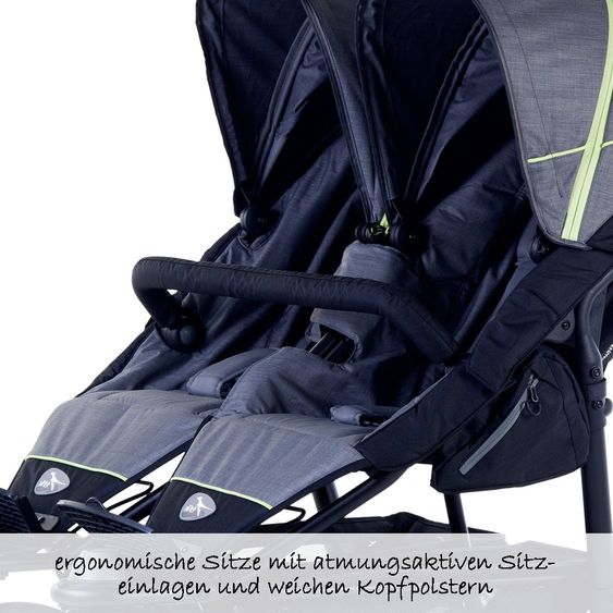 TFK Geschwister- & Zwillingskinderwagen Twin Trail 2 - Quiet Shade