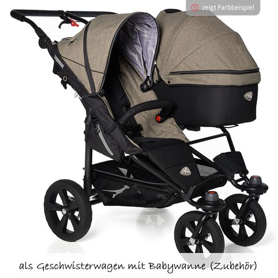 TFK Geschwister- & Zwillingskinderwagen Twin Trail - Fossil