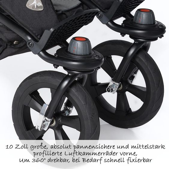 TFK Geschwister- & Zwillingskinderwagen Twin Trail - Fossil