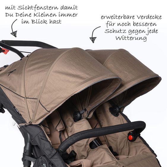 TFK Geschwister- & Zwillingskinderwagen Twin Trail - Fossil