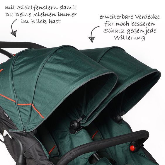 TFK Geschwister- & Zwillingskinderwagen Twin Trail - Pine Grove