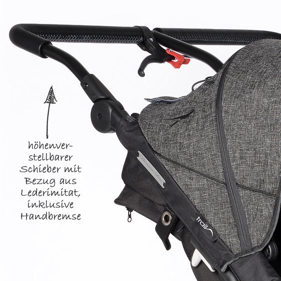 TFK Geschwister- & Zwillingskinderwagen Twin Trail Premium - Anthrazit