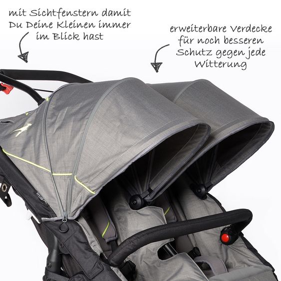 TFK Geschwister- & Zwillingskinderwagen Twin Trail - Quiet Shade