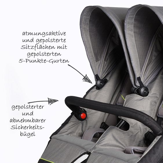 TFK Geschwister- & Zwillingskinderwagen Twin Trail - Quiet Shade