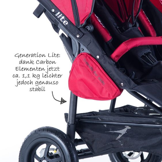 TFK Geschwister- & Zwillingskinderwagen Twinner Lite 2016 - Cranberry