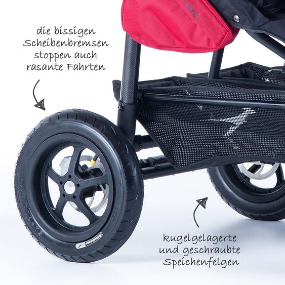 TFK Geschwister- & Zwillingskinderwagen Twinner Lite 2016 - Cranberry