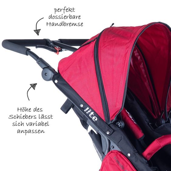 TFK Geschwister- & Zwillingskinderwagen Twinner Lite 2016 - Cranberry