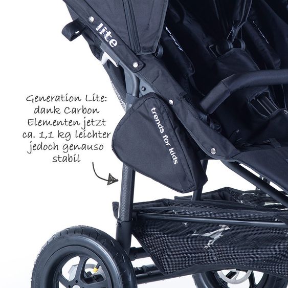 TFK Geschwister- & Zwillingskinderwagen Twinner Lite 2016 - Schwarz