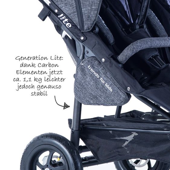 TFK Geschwister- & Zwillingskinderwagen Twinner Lite - Premium Line - Anthrazit