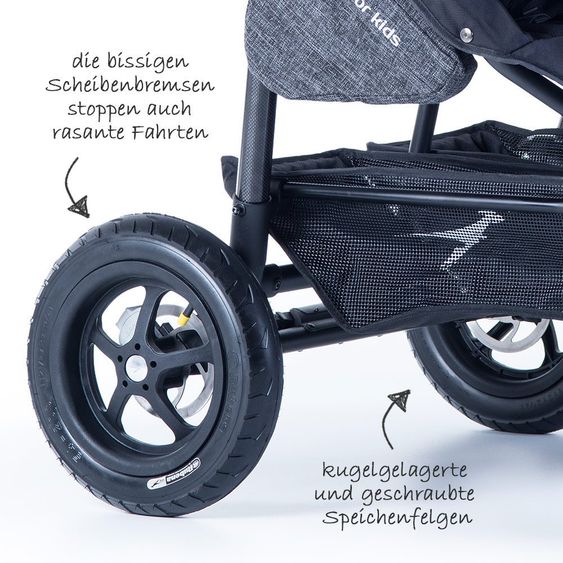 TFK Geschwister- & Zwillingskinderwagen Twinner Lite - Premium Line - Anthrazit