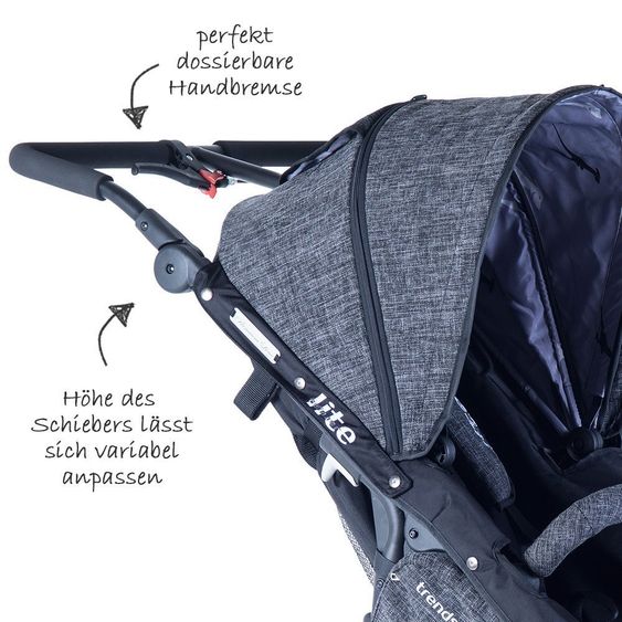TFK Geschwister- & Zwillingskinderwagen Twinner Lite - Premium Line - Anthrazit