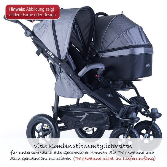 TFK Geschwister- & Zwillingskinderwagen Twinner Lite - Premium Line - Anthrazit
